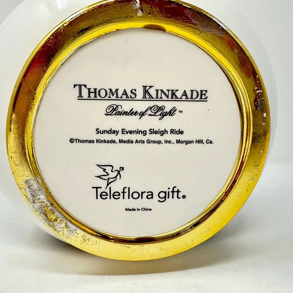 Vintage Thomas Kinkade Sunday Evening Sleigh Ride Porcelain Bowl Teleflora Xmas